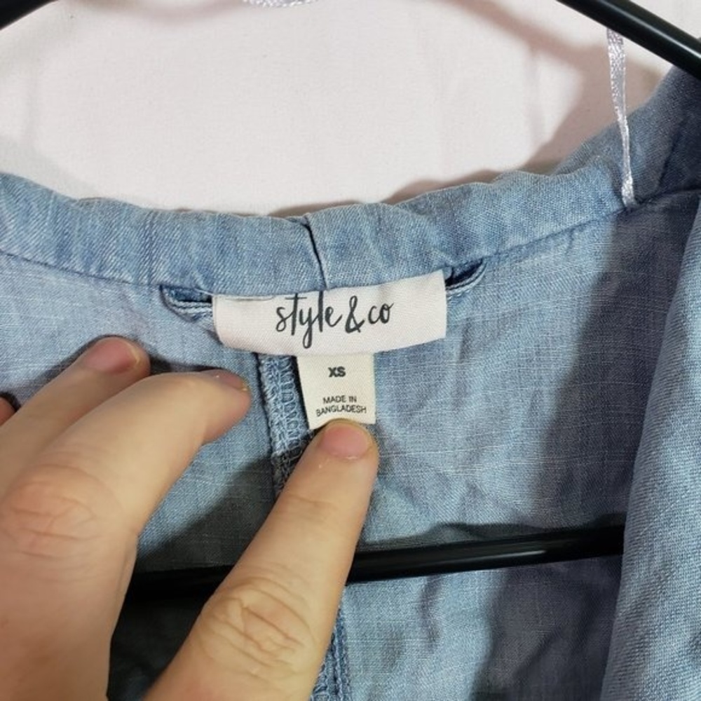 Style & Co Women’s Chambray Jacket Draped Front Lightweight Casual(AE) - Picture 8 of 10